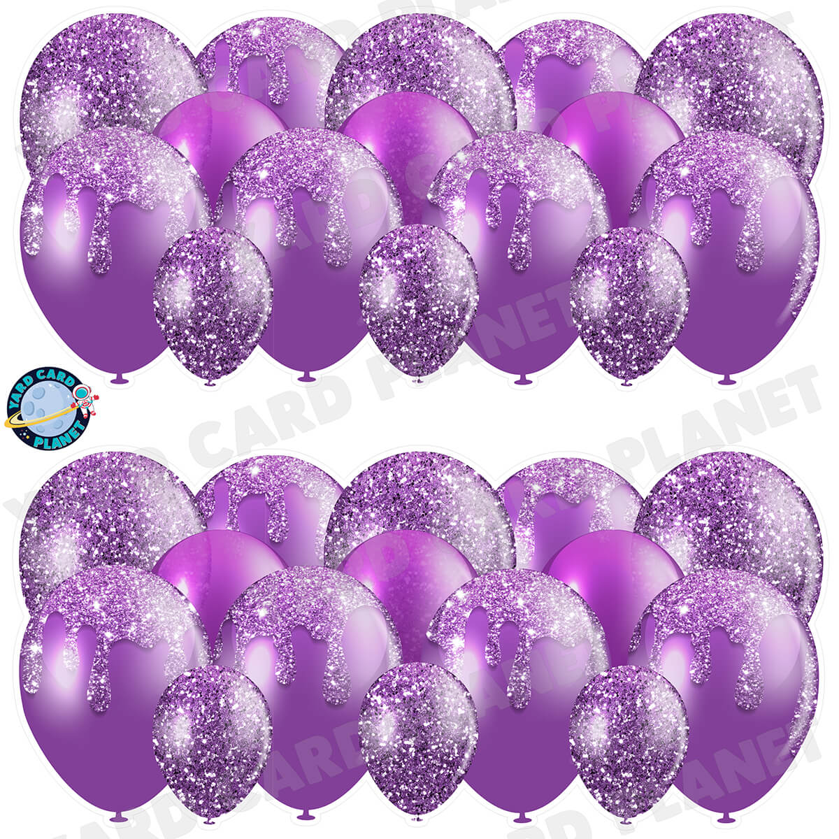 Purple Glitter Balloon Panels Half Sheet Yard Card Set