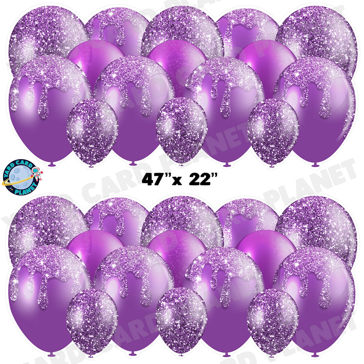 Purple Glitter Balloon Panels Half Sheet Yard Card Set