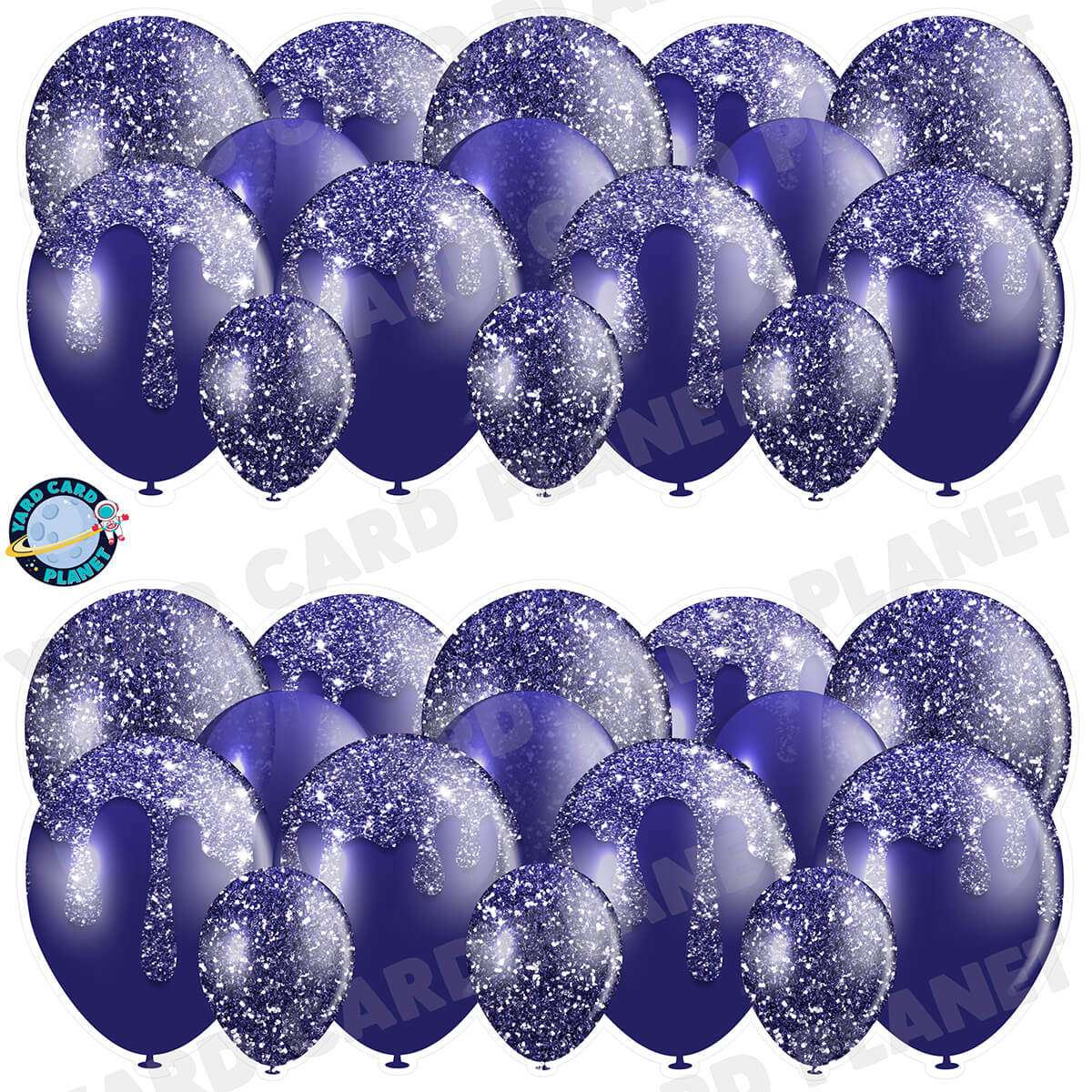 Navy Blue Glitter Balloon Panels Half Sheet Yard Card Set