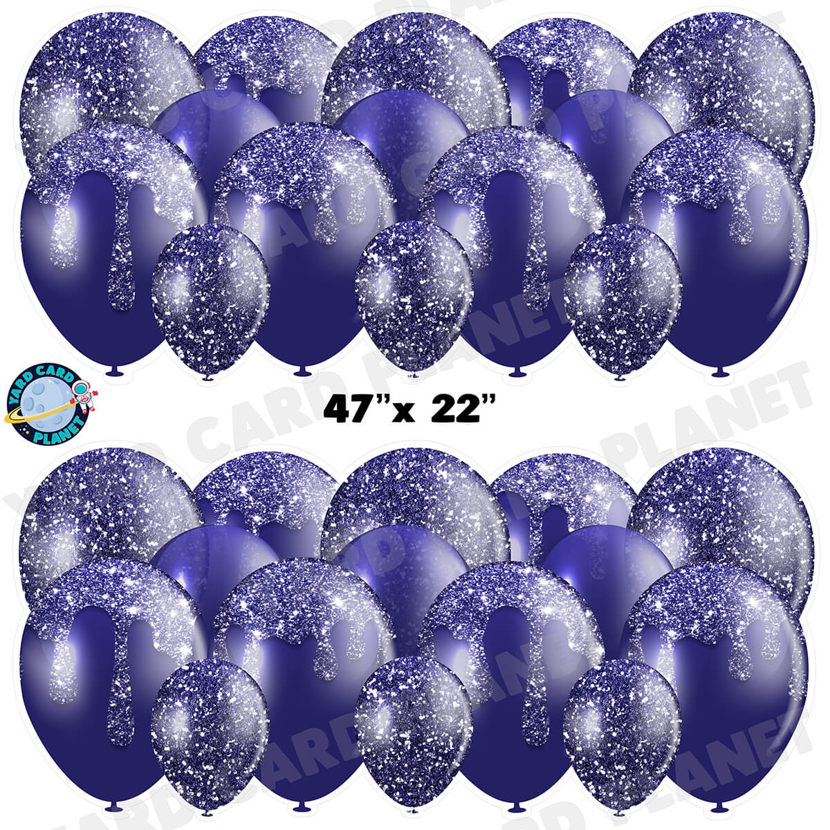 Navy Blue Glitter Balloon Panels Half Sheet Yard Card Set