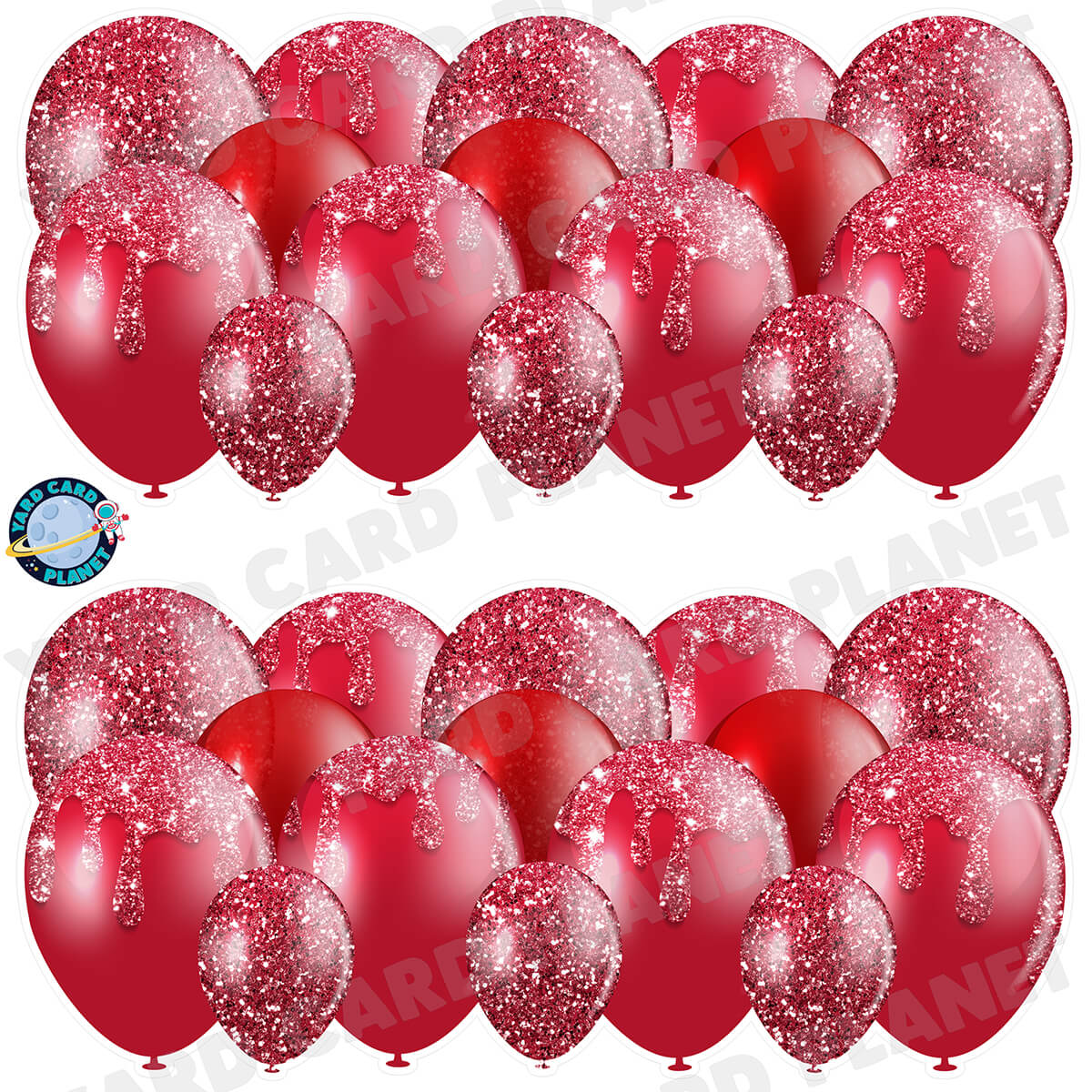 Maroon Glitter Balloon Panels Half Sheet Yard Card Set