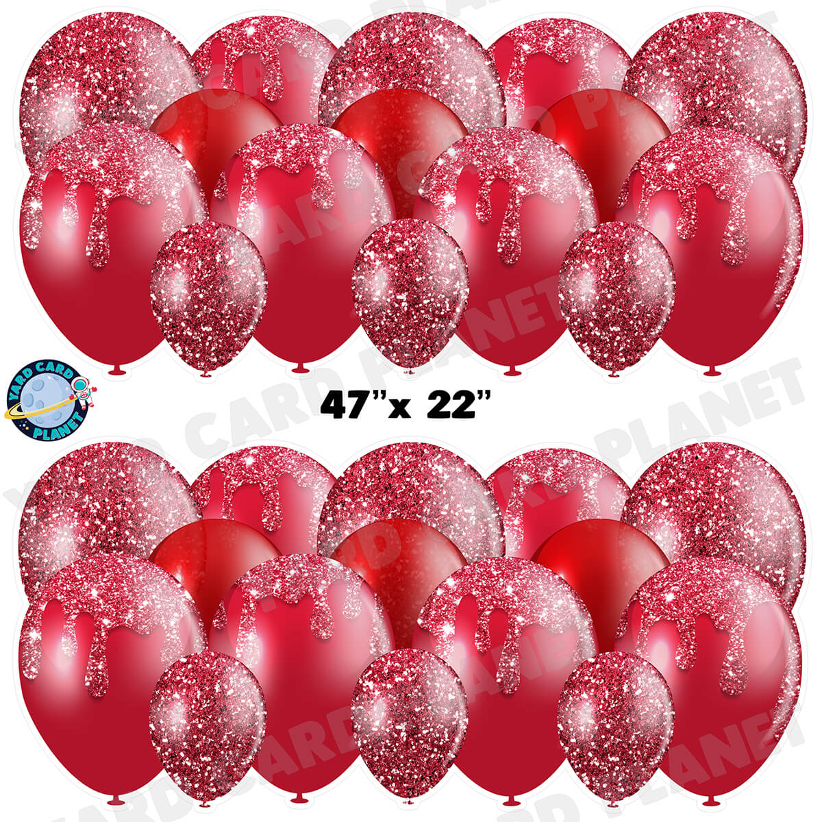 Maroon Glitter Balloon Panels Half Sheet Yard Card Set