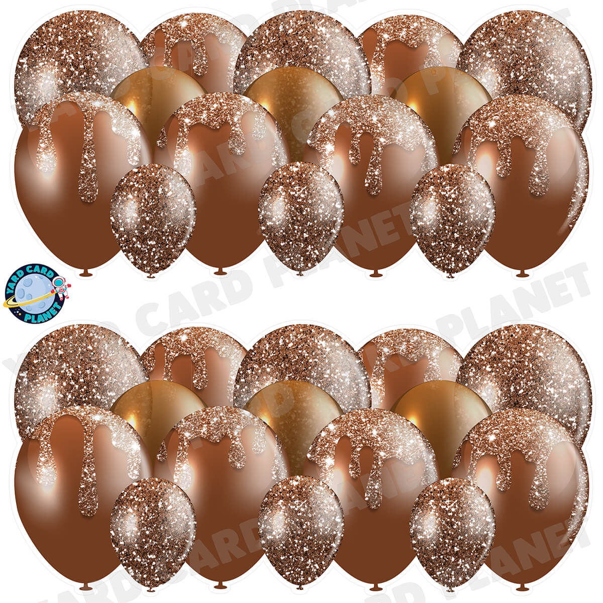 Brown Glitter Balloon Panels Half Sheet Yard Card Set