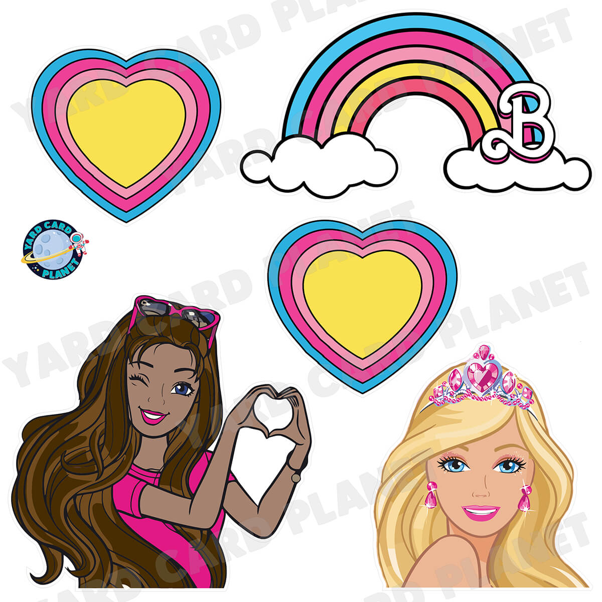 Barbie Inspired Half Sheet Yard Card Flair Set