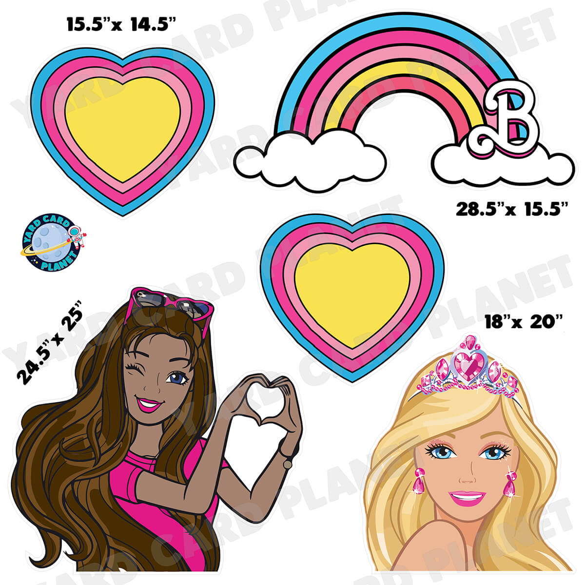 Barbie Inspired Half Sheet Yard Card Flair Set