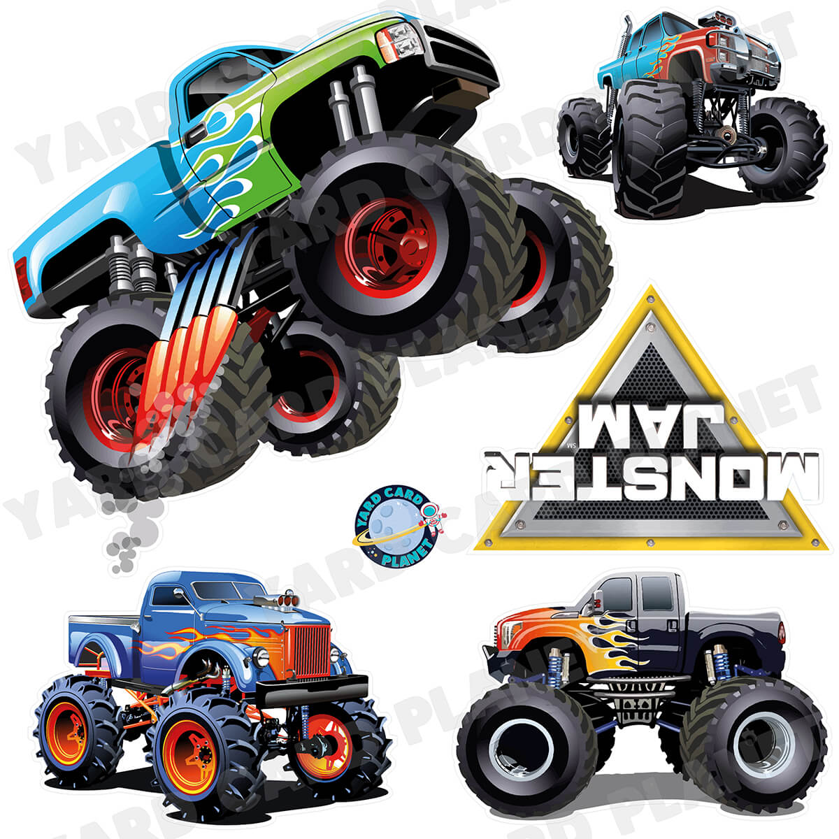 Monster Truck Monster Jam Inspired Half Sheet Yard Card Flair Set