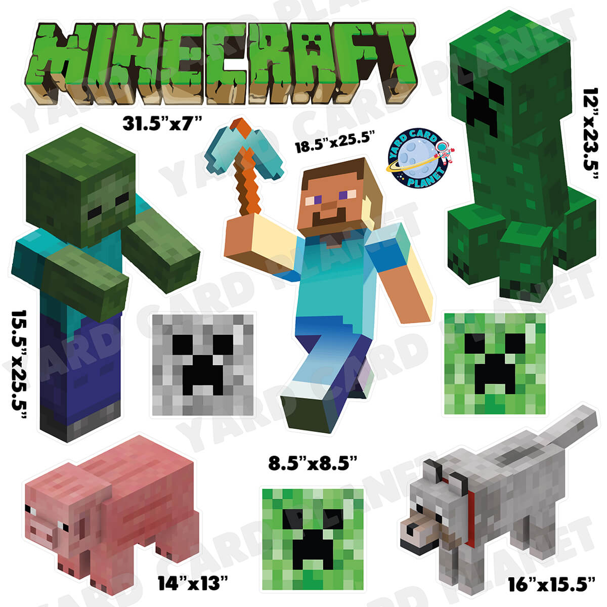 Minecraft Inspired Half Sheet Yard Card Flair Set