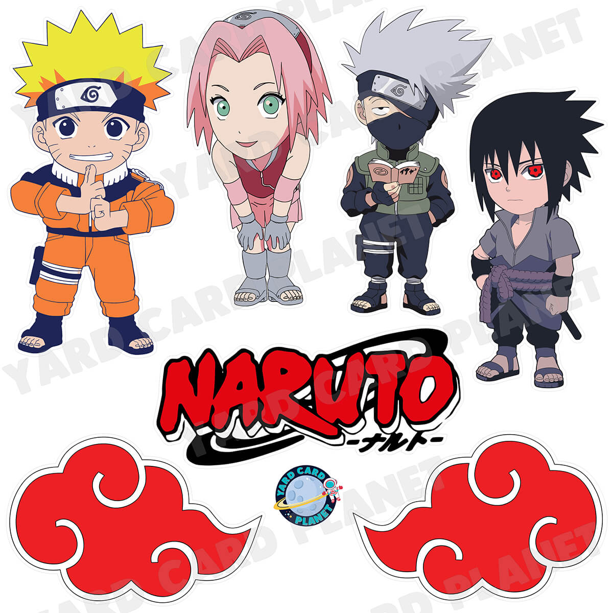 Naruto Anime Inspired Half Sheet Yard Card Flair Set