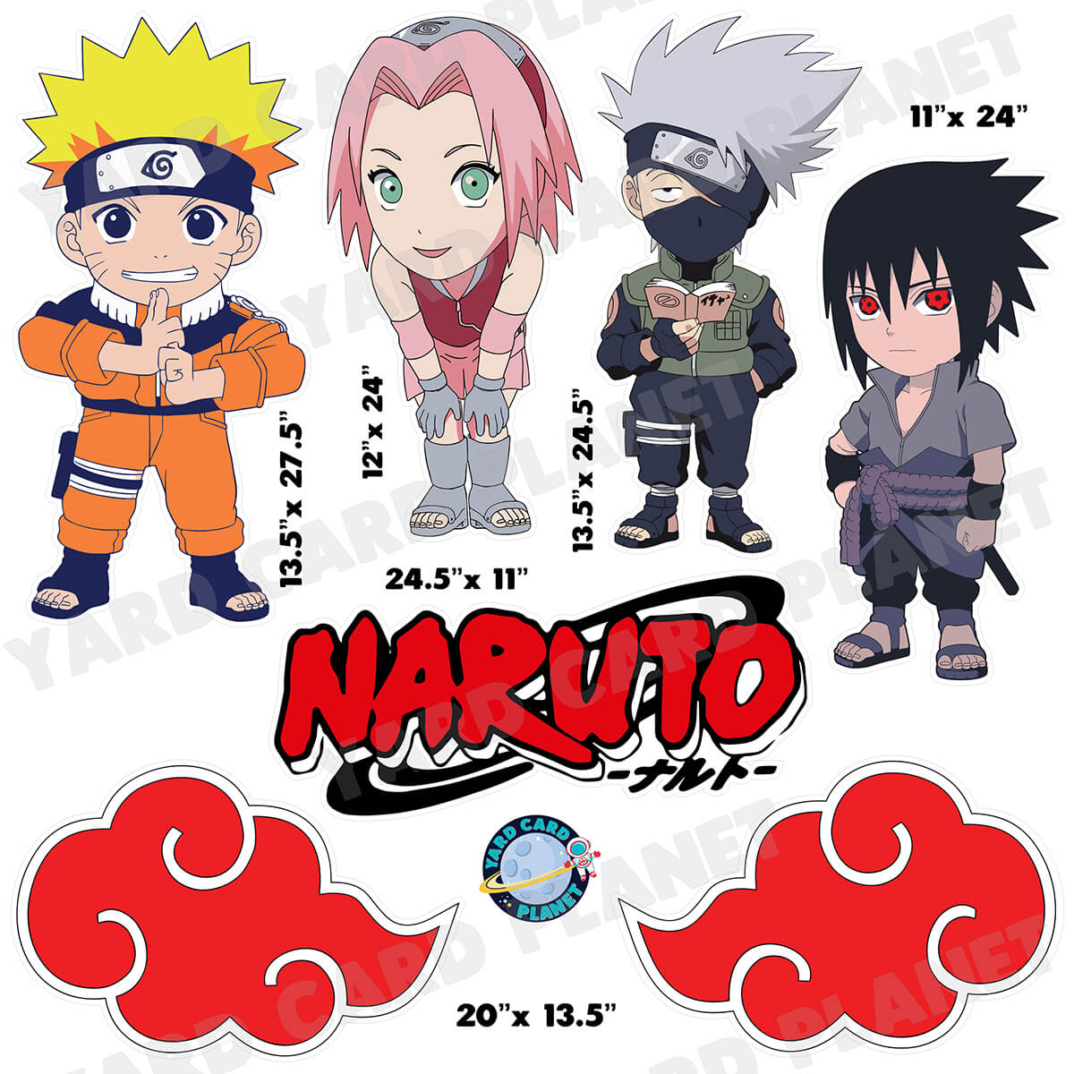 Naruto Anime Inspired Half Sheet Yard Card Flair Set