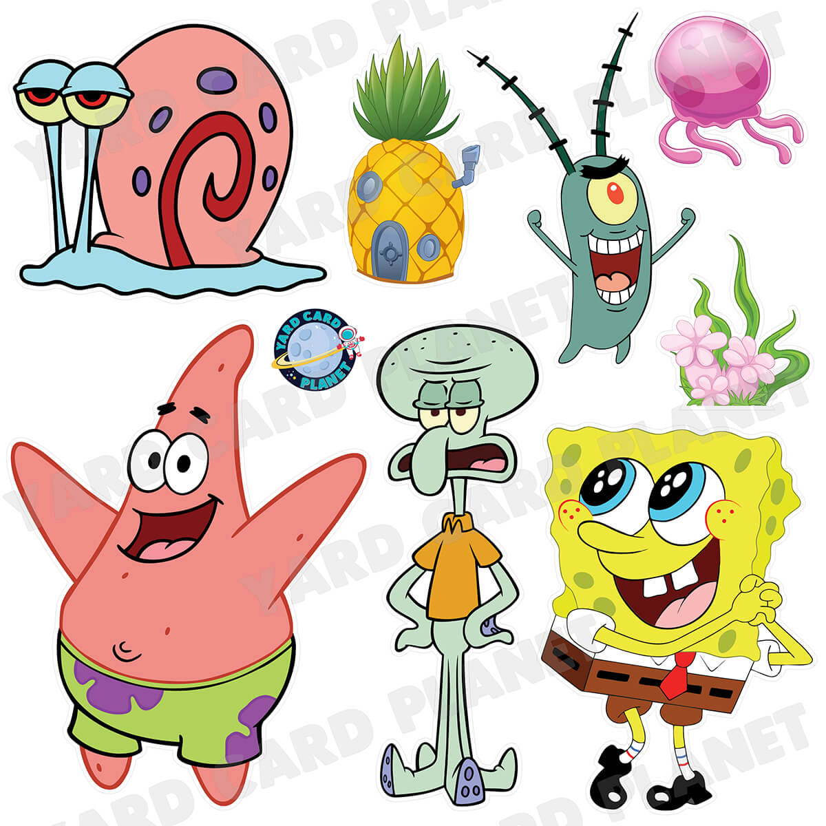 SpongeBob Inspired Half Sheet Yard Card Flair Set