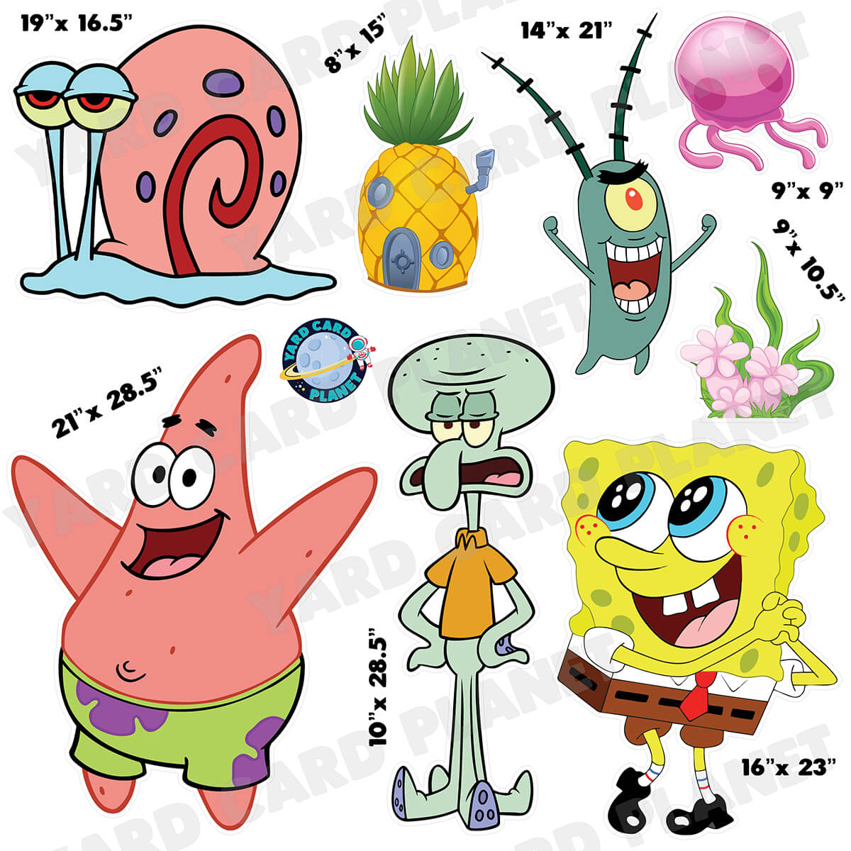 SpongeBob Inspired Half Sheet Yard Card Flair Set