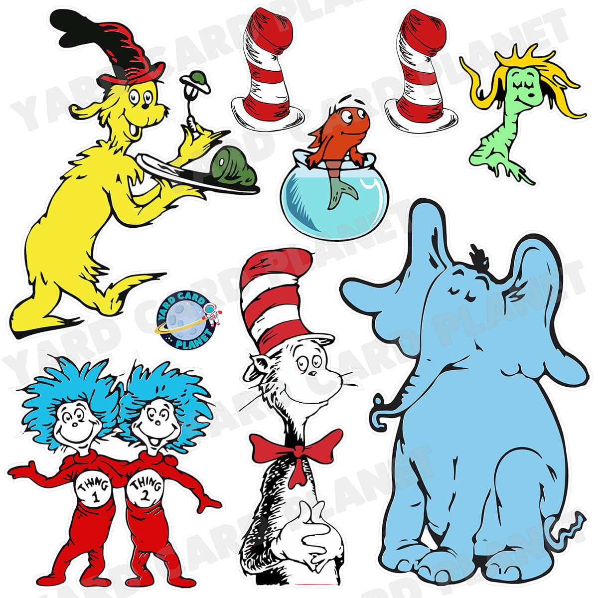 Dr. Seuss Books Inspired Half Sheet Yard Card Flair Set