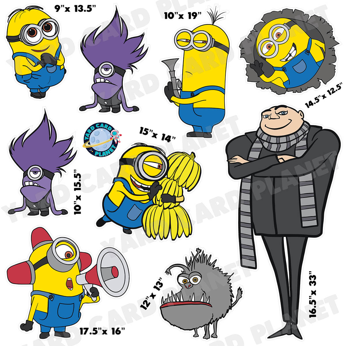 Minions Inspired Half Sheet Yard Card Flair Set