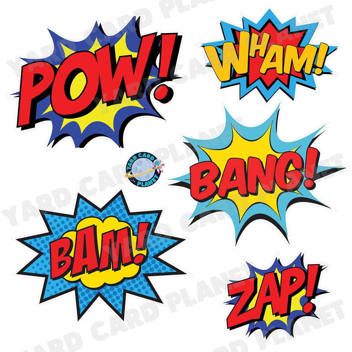 Superhero Action Bubble Signs Half Sheet Yard Card Flair Set