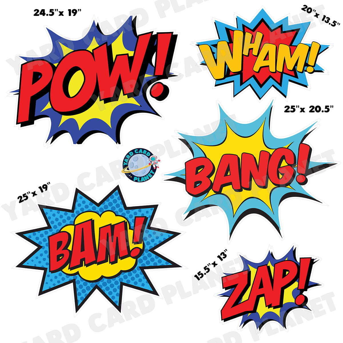 Superhero Action Bubble Signs Half Sheet Yard Card Flair Set