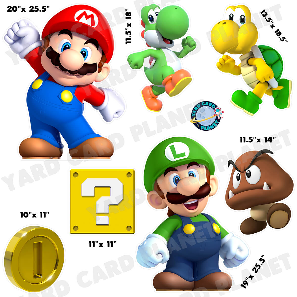 Super Mario Bros Inspired Half Sheet Yard Card Flair Set