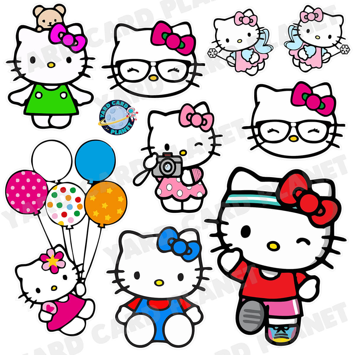 Hello Kitty Inspired Half Sheet Yard Card Flair Set