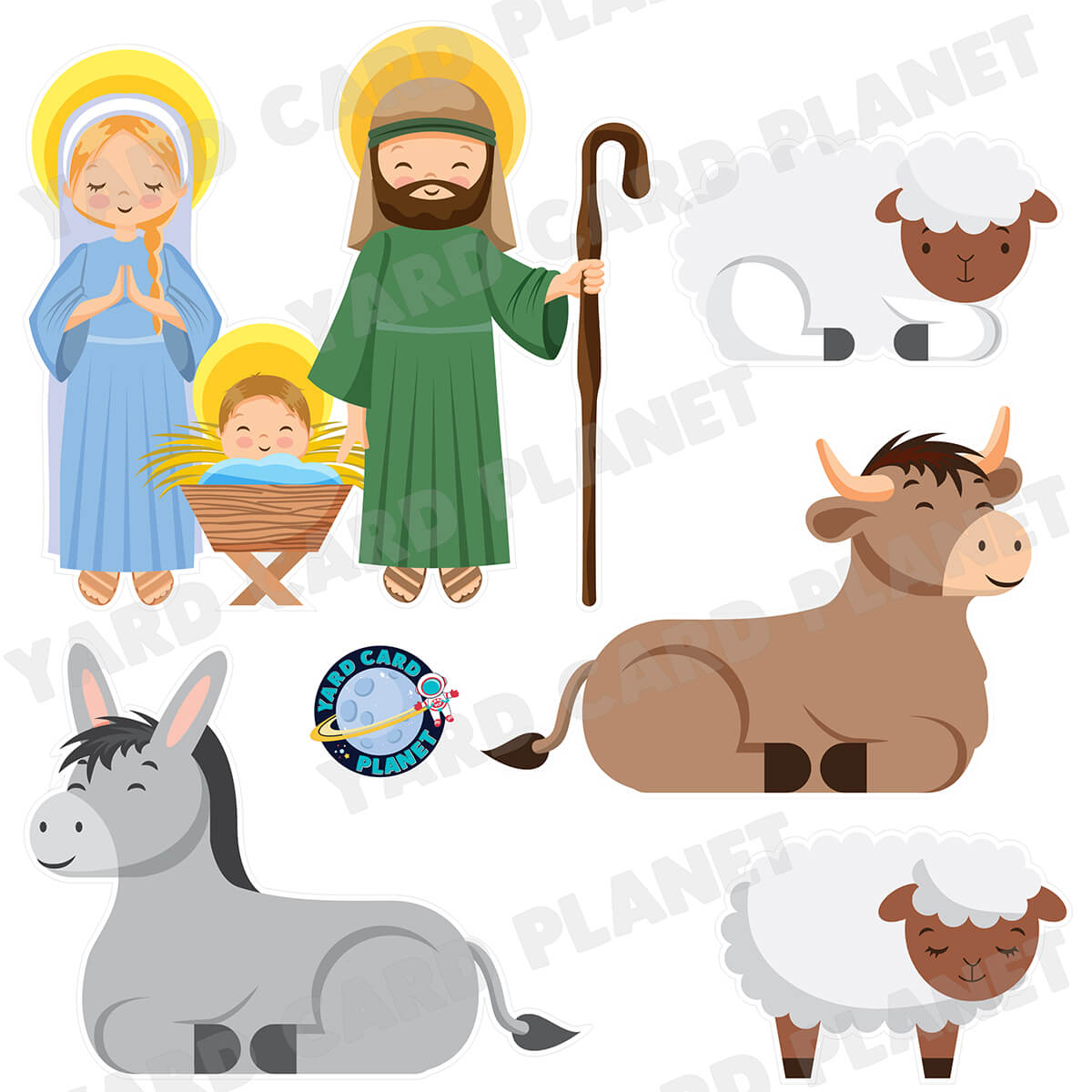 Christmas Nativity Scene Half Sheet Yard Card Flair Set