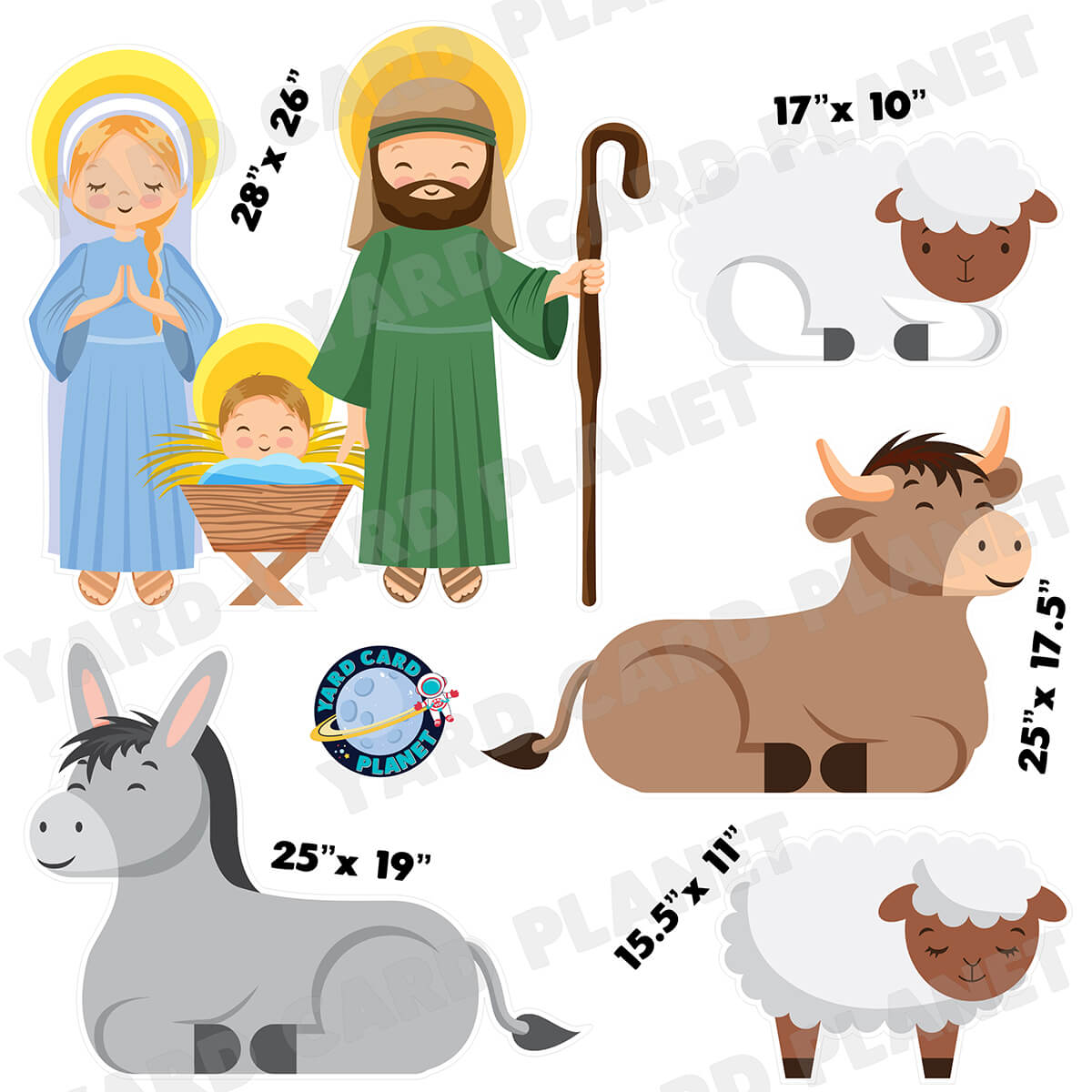 Christmas Nativity Scene Half Sheet Yard Card Flair Set