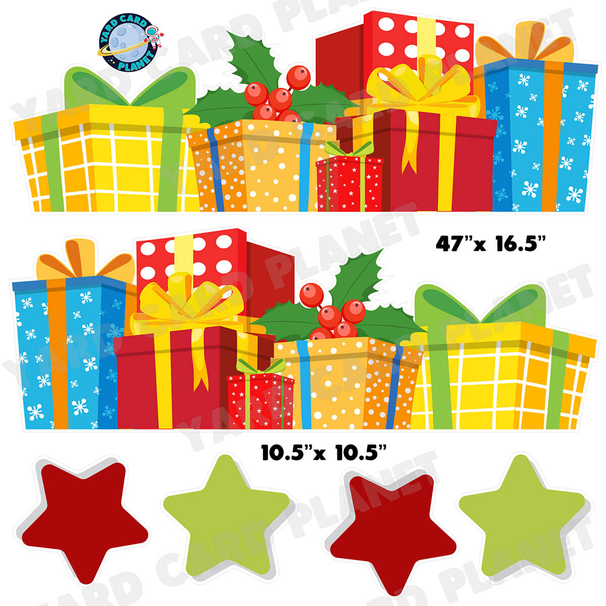 Christmas Gifts EZ Quick Panels Half Sheet Yard Card Flair Set