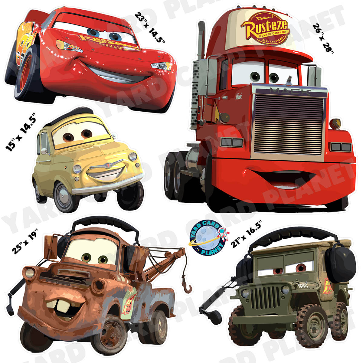 Cars Inspired Half Sheet Yard Card Flair Set