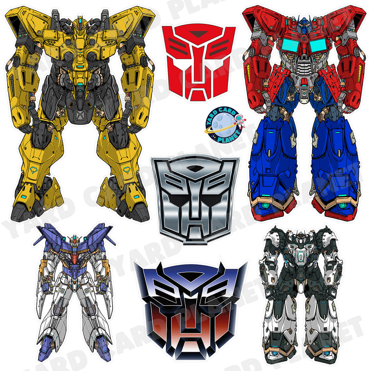 Transformers Inspired Half Sheet Yard Card Flair Set