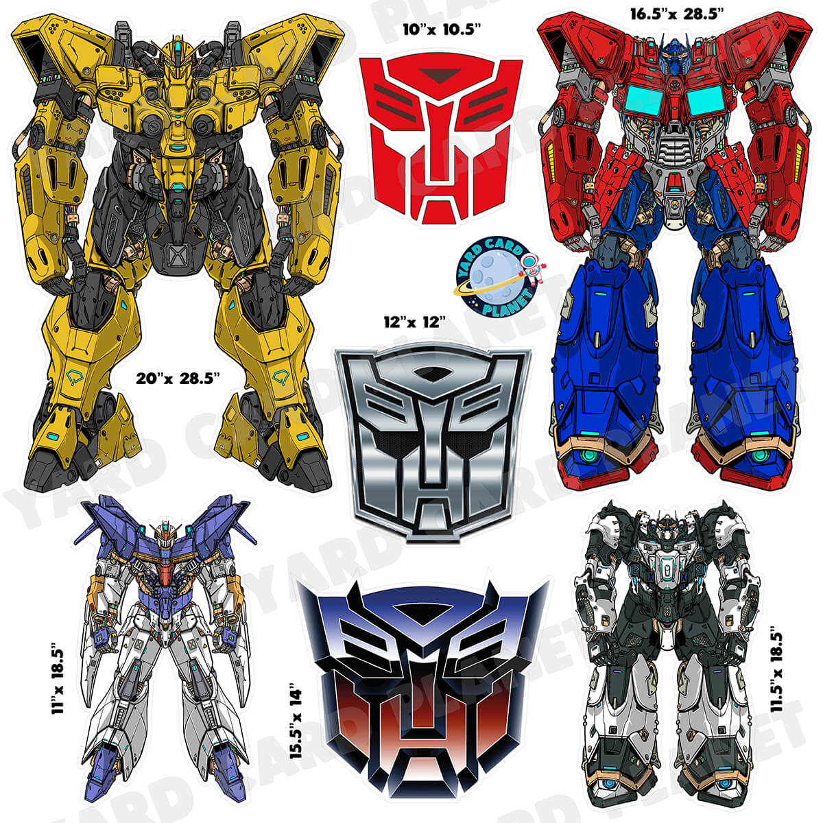 Transformers Inspired Half Sheet Yard Card Flair Set