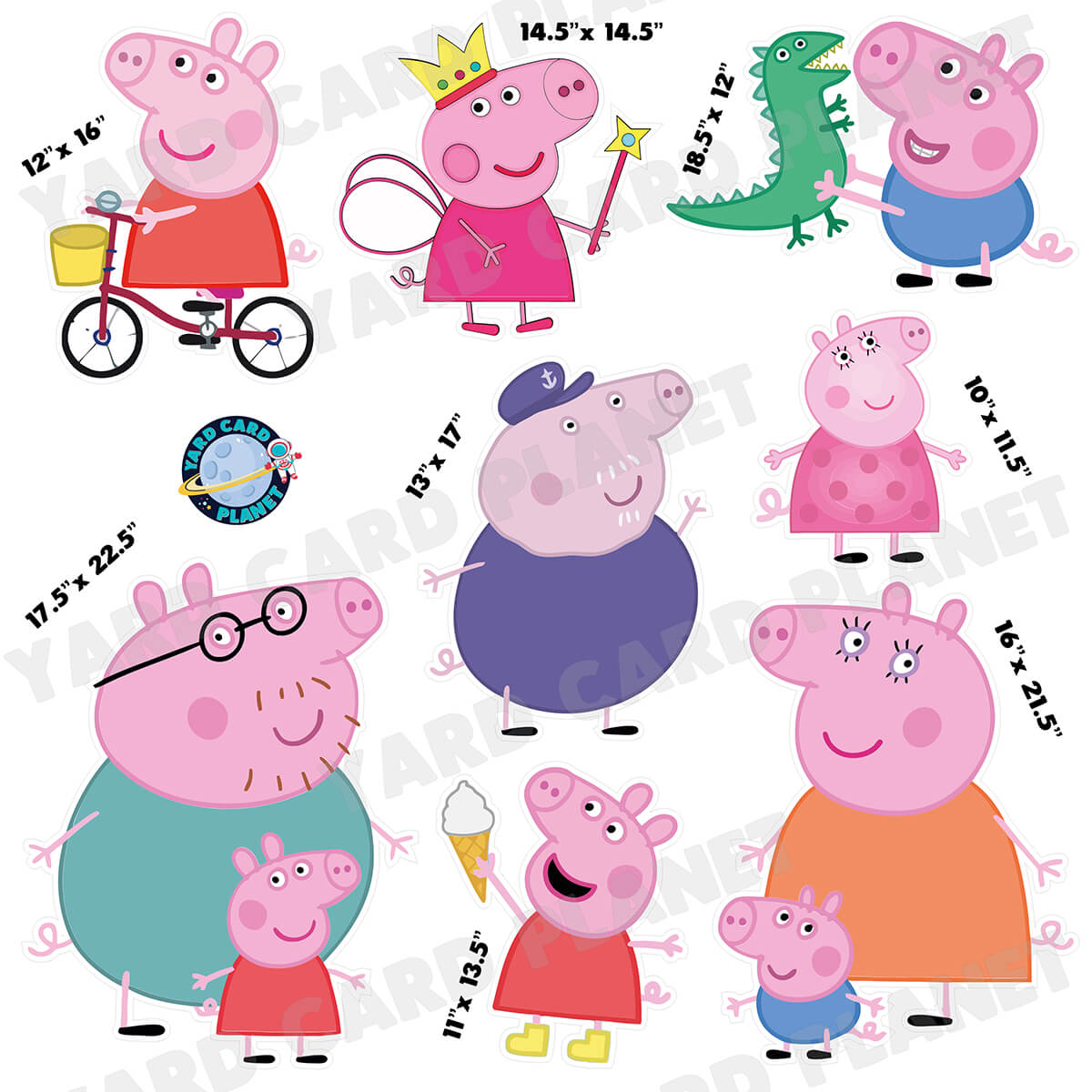 Peppa Pig Inspired Half Sheet Yard Card Flair Set