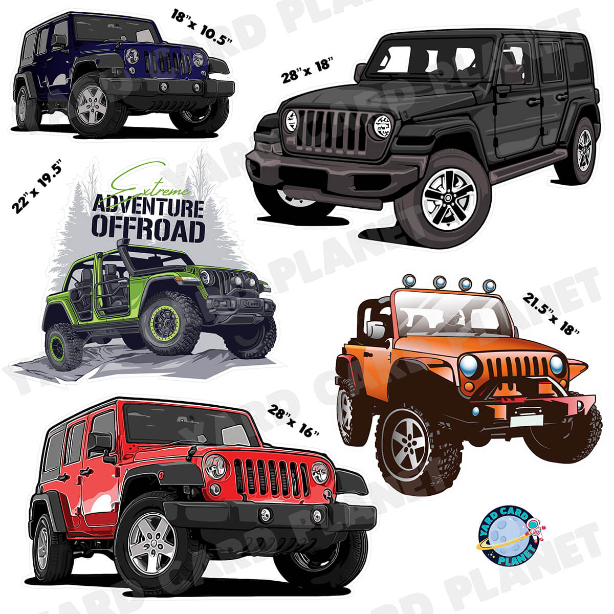 Jeep Inspired Half Sheet Yard Card Flair Set