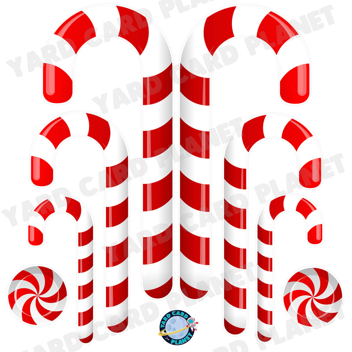 Candy Cane Christmas Half Sheet Yard Card Flair Set