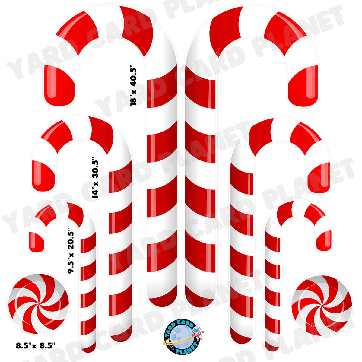 Candy Cane Christmas Half Sheet Yard Card Flair Set