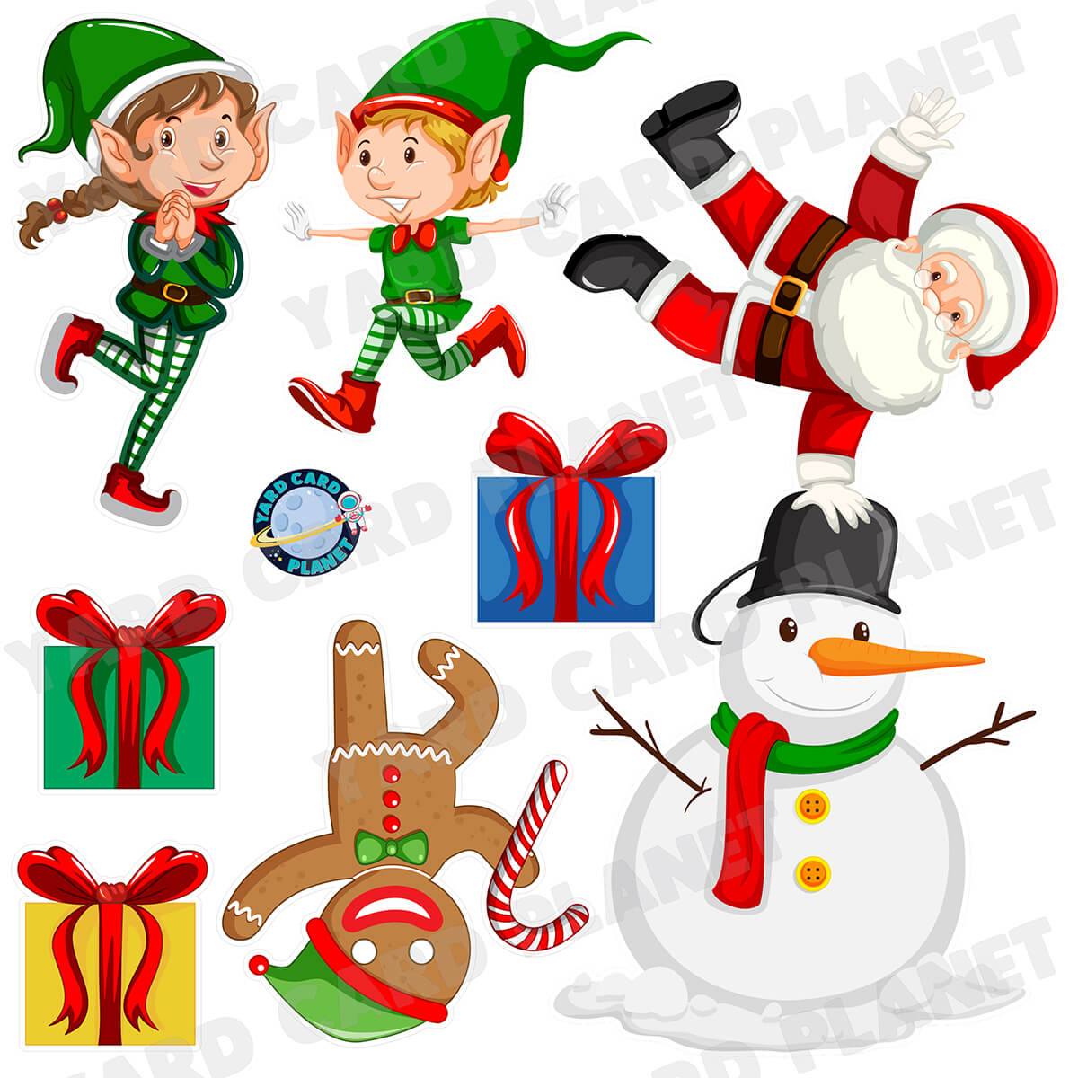 Santa and Friends Christmas Half Sheet Yard Card Flair Set