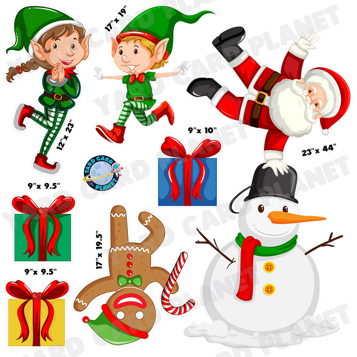 Santa and Friends Christmas Half Sheet Yard Card Flair Set