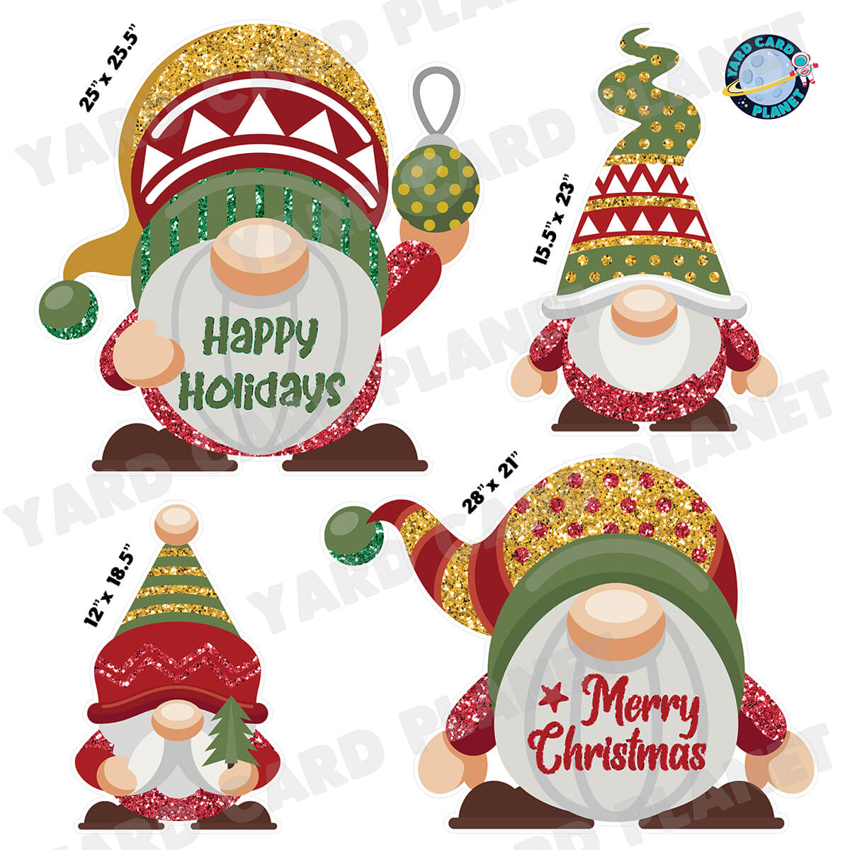 Christmas Gnomes Half Sheet Yard Card Flair Set