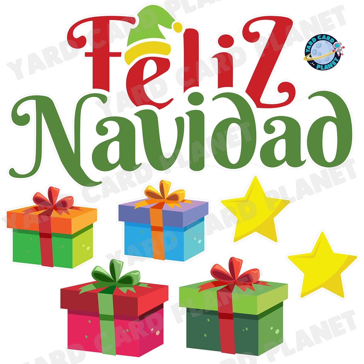 Feliz Navidad EZ Quick Sign and Festive Half Sheet Yard Card Flair Set