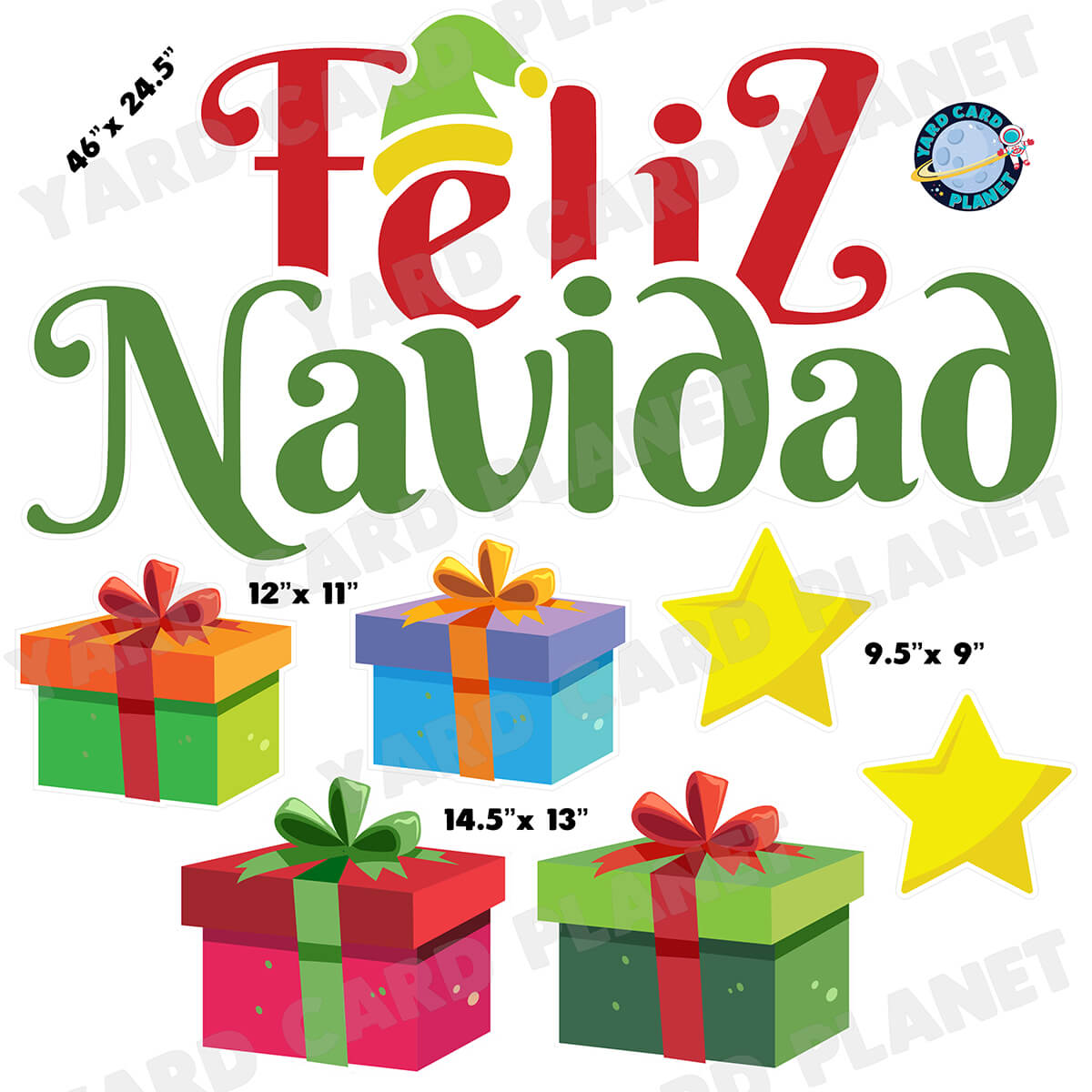 Feliz Navidad EZ Quick Sign and Festive Half Sheet Yard Card Flair Set