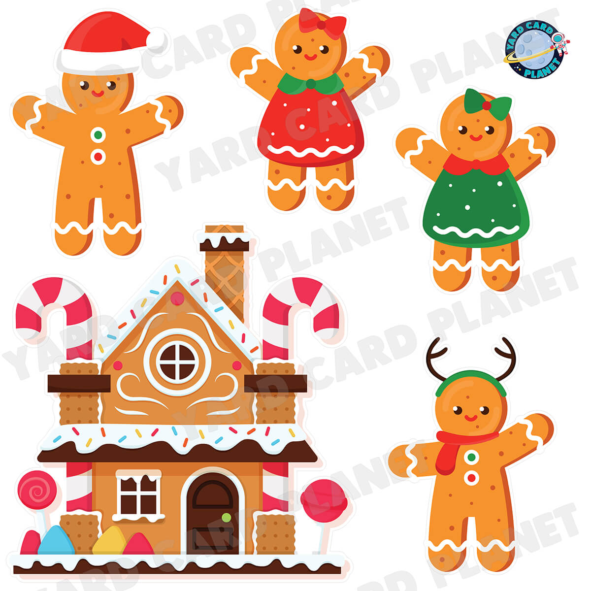 Merry Christmas Gingerbread Half Sheet Yard Card Flair Set