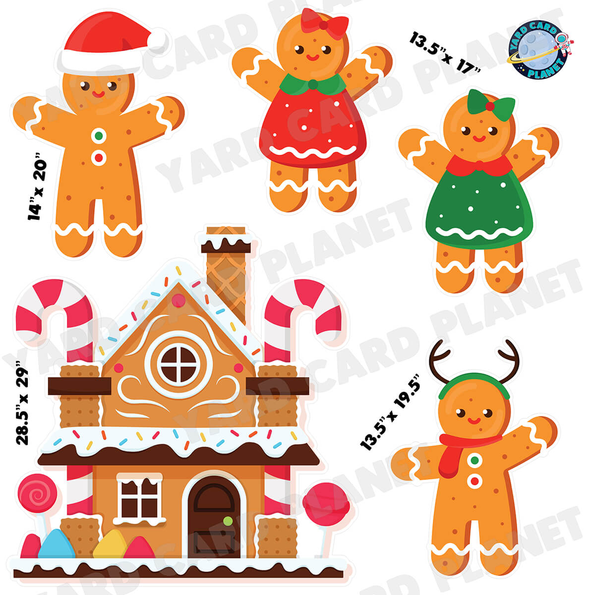 Merry Christmas Gingerbread Half Sheet Yard Card Flair Set