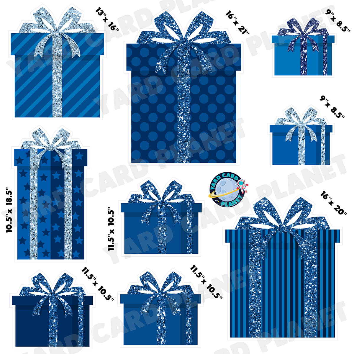 Blue Glitter Gift Boxes Half Sheet Yard Card Flair Set