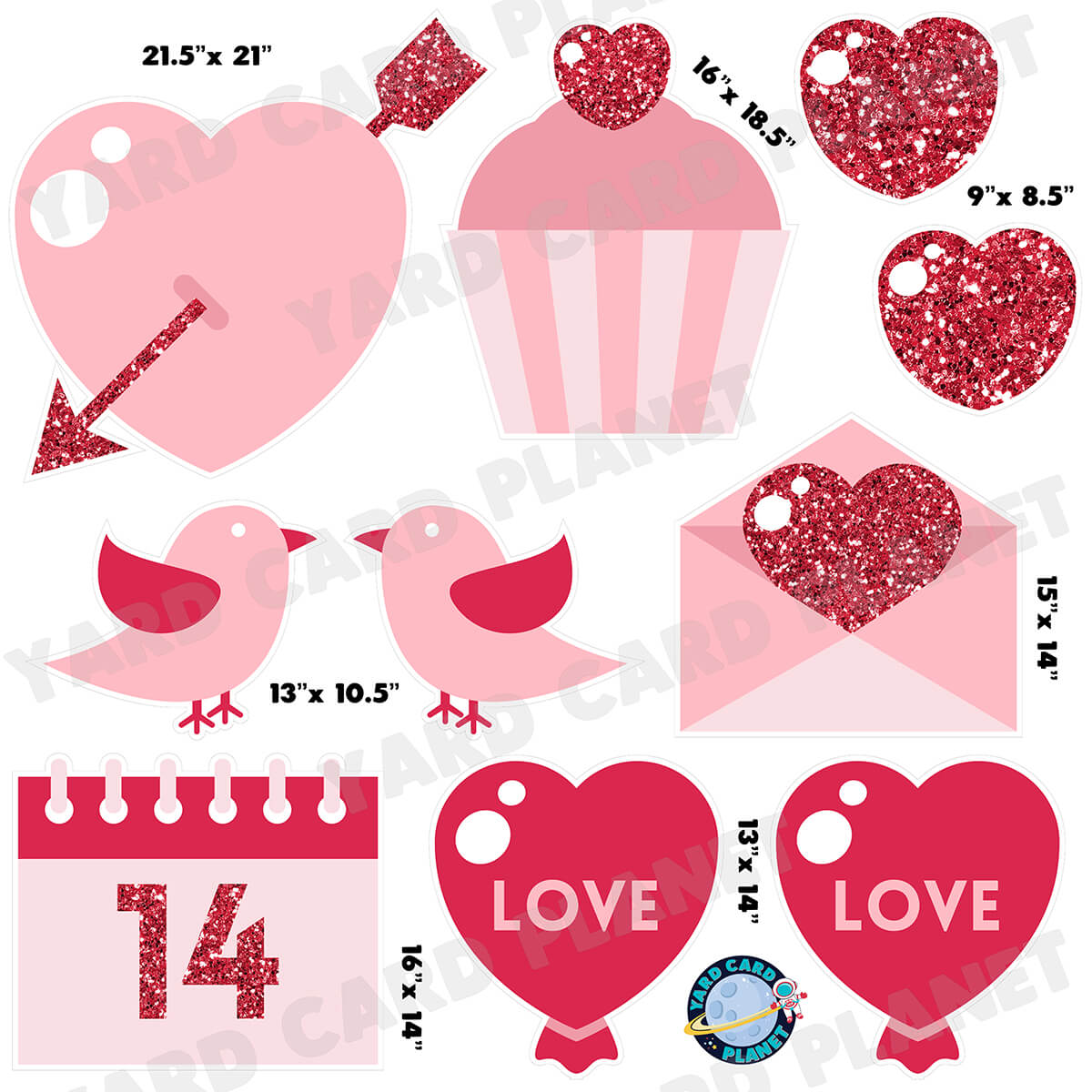 Valentine's Day Love Essentials Half Sheet Yard Card Flair Set