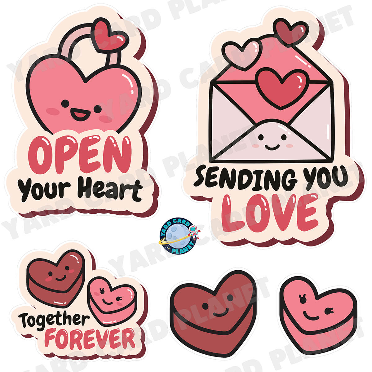 Valentine's Day Heart Signs Half Sheet Yard Card Flair Set