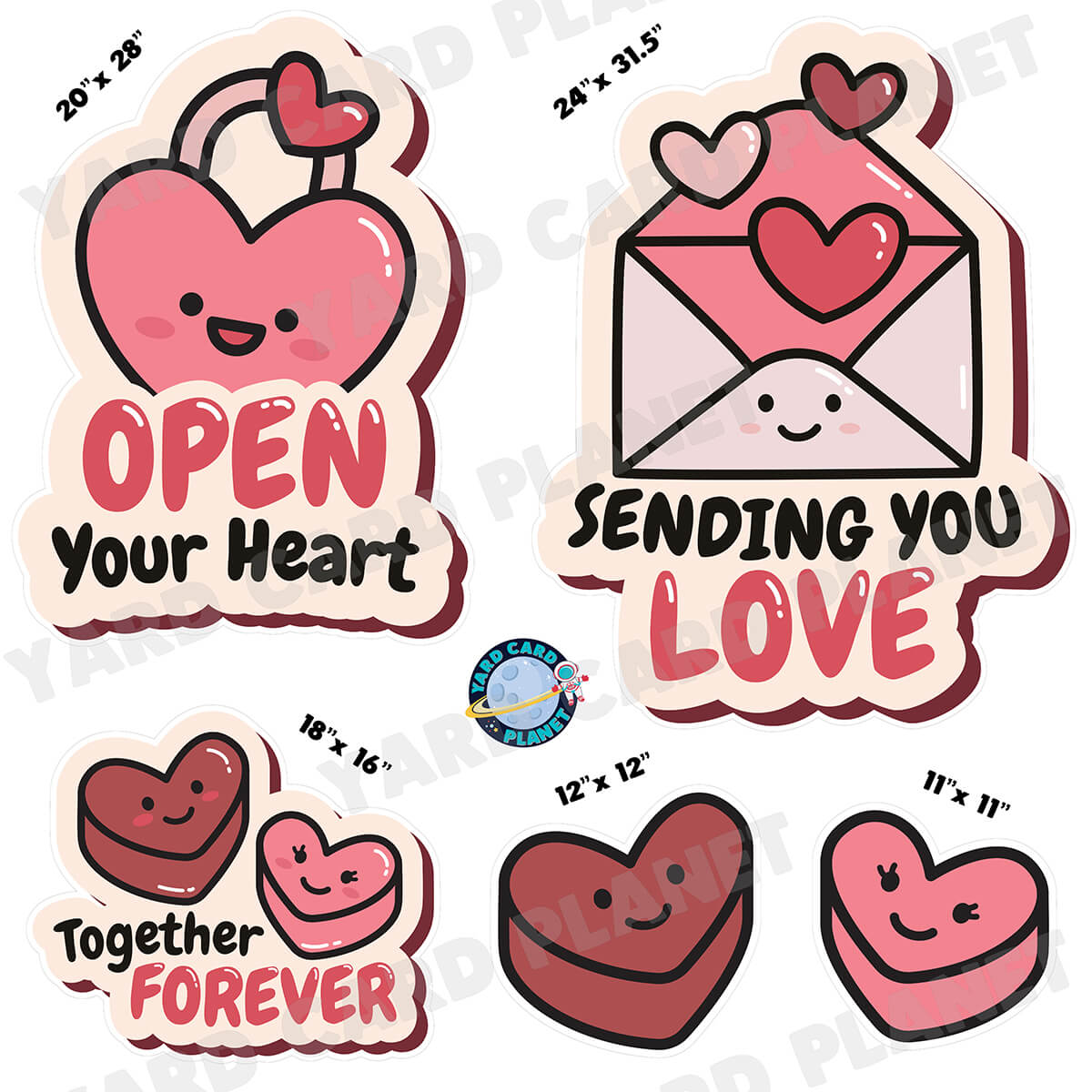 Valentine's Day Heart Signs Half Sheet Yard Card Flair Set