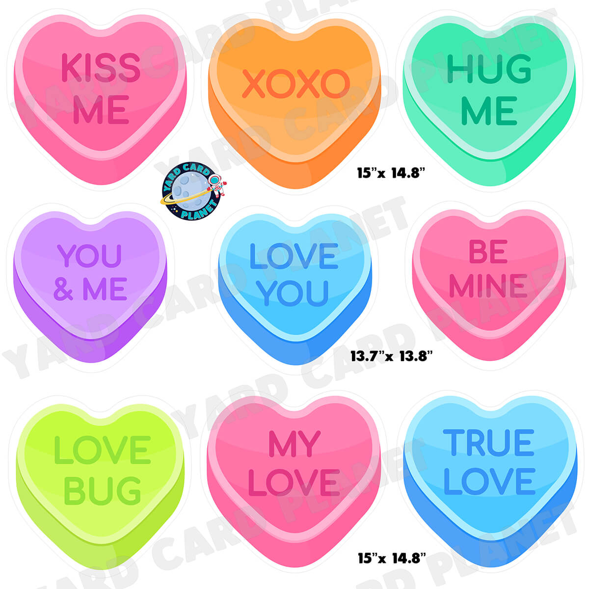 Sweetheart Heart Candies with Message Half Sheet Yard Card Flair Set