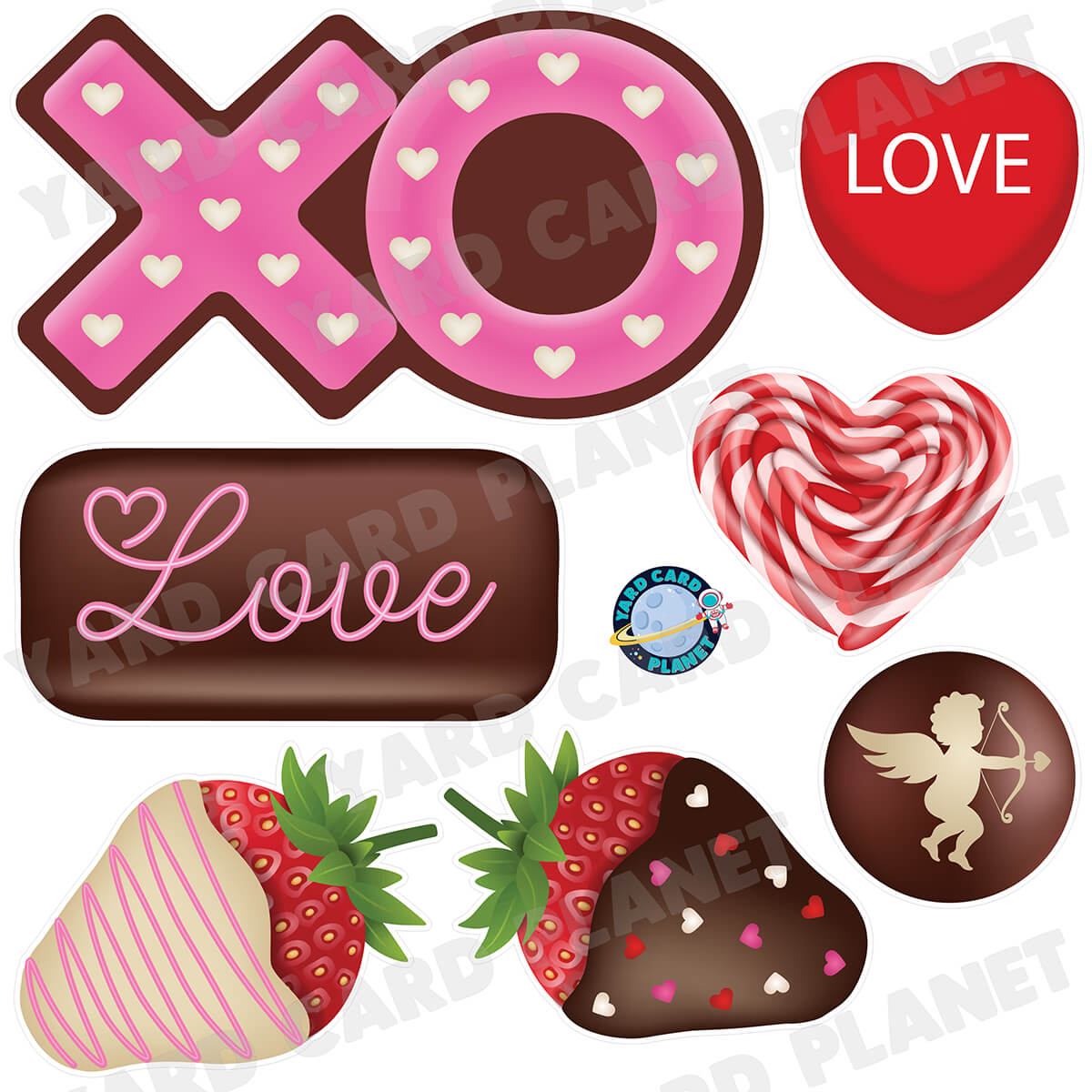 Romance Candy Half Sheet Yard Card Flair Set