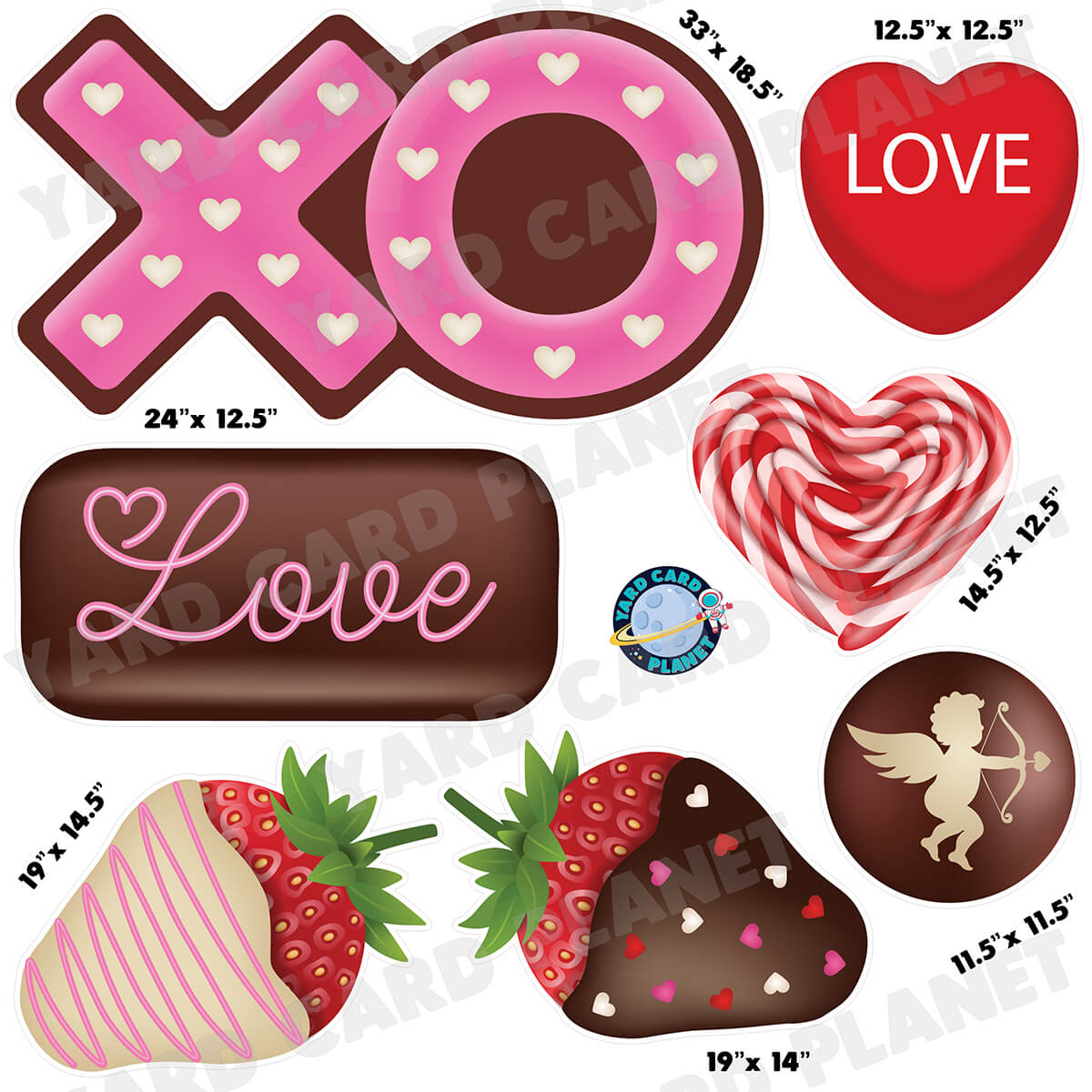 Romance Candy Half Sheet Yard Card Flair Set