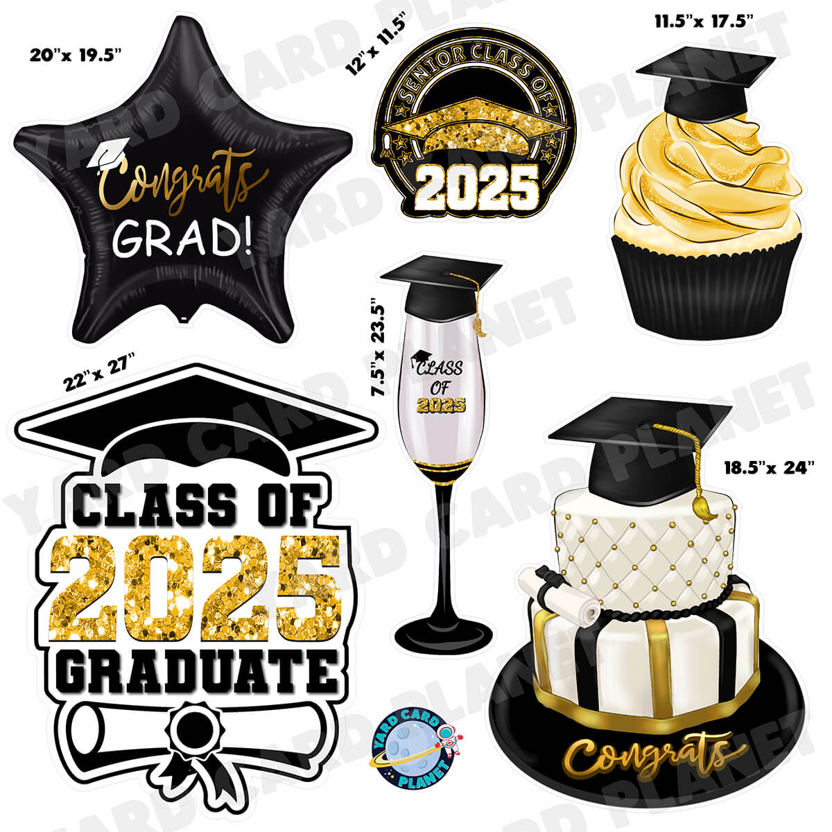 Sparkle Graduation Elements Half Sheet Yard Card Flair Set