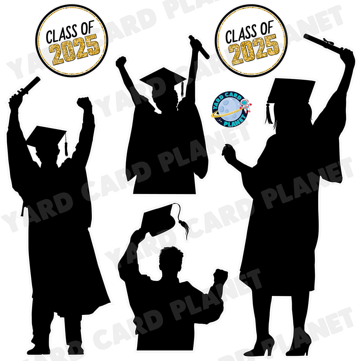 Silhouette Graduation Half Sheet Yard Card Flair Set