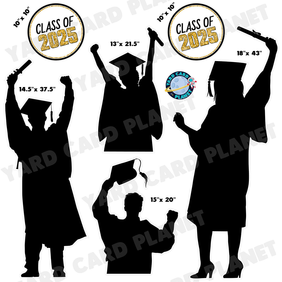 Silhouette Graduation Half Sheet Yard Card Flair Set