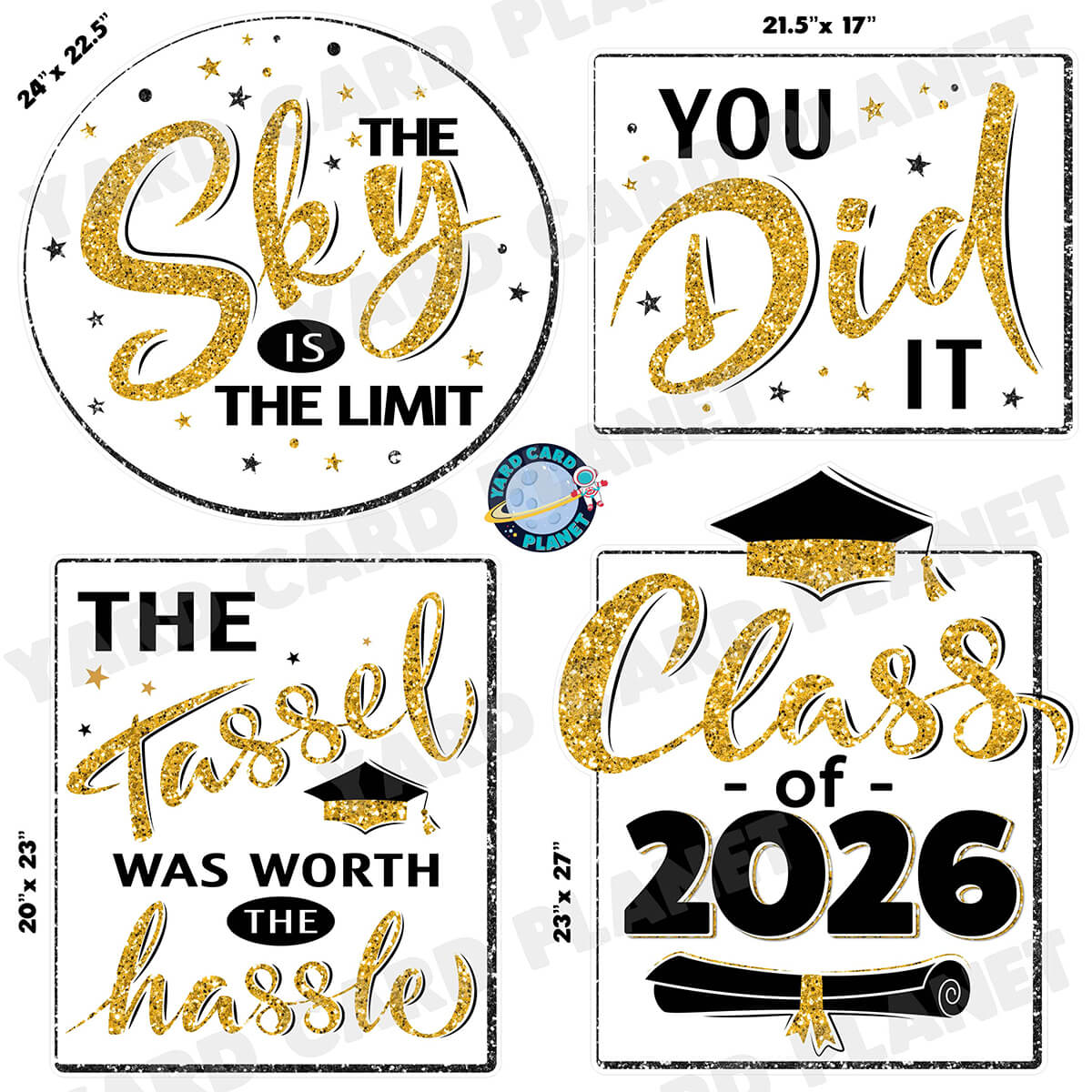 Glitter Pattern Graduation Sayings Signs Half Sheet Yard Card Flair Set