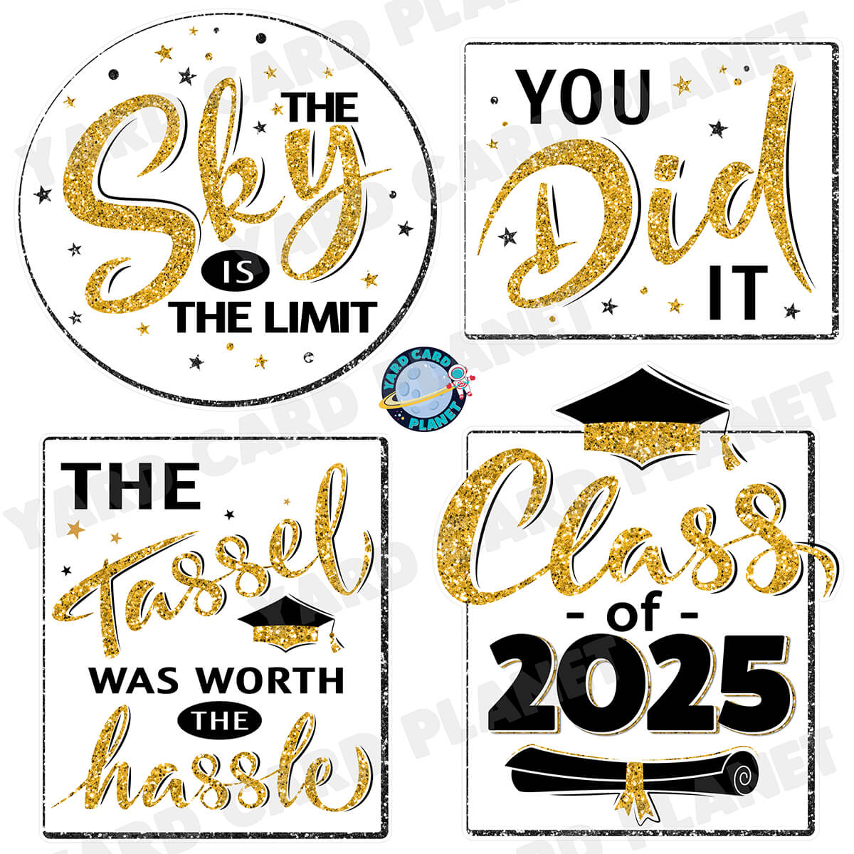 Glitter Pattern Graduation Sayings Signs Half Sheet Yard Card Flair Set